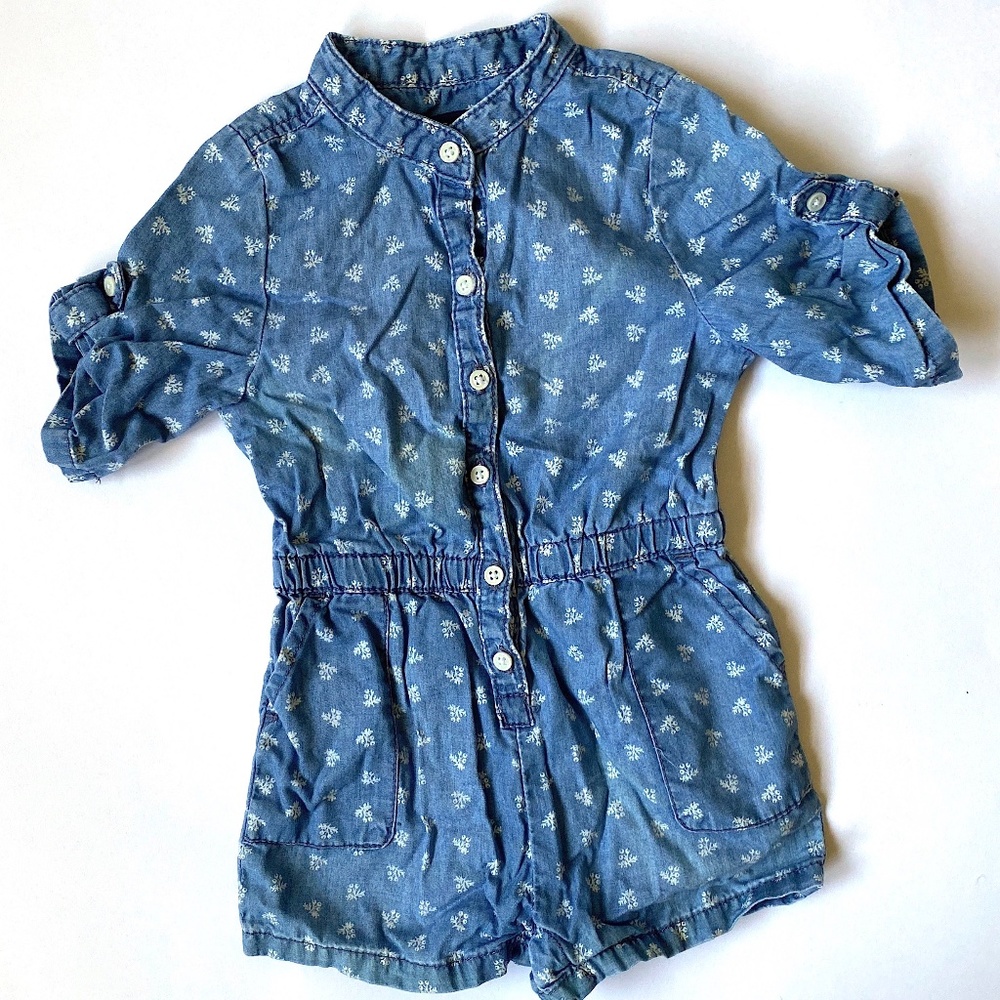 Baby Gap Floral Denim Chambray Romper 18-24M